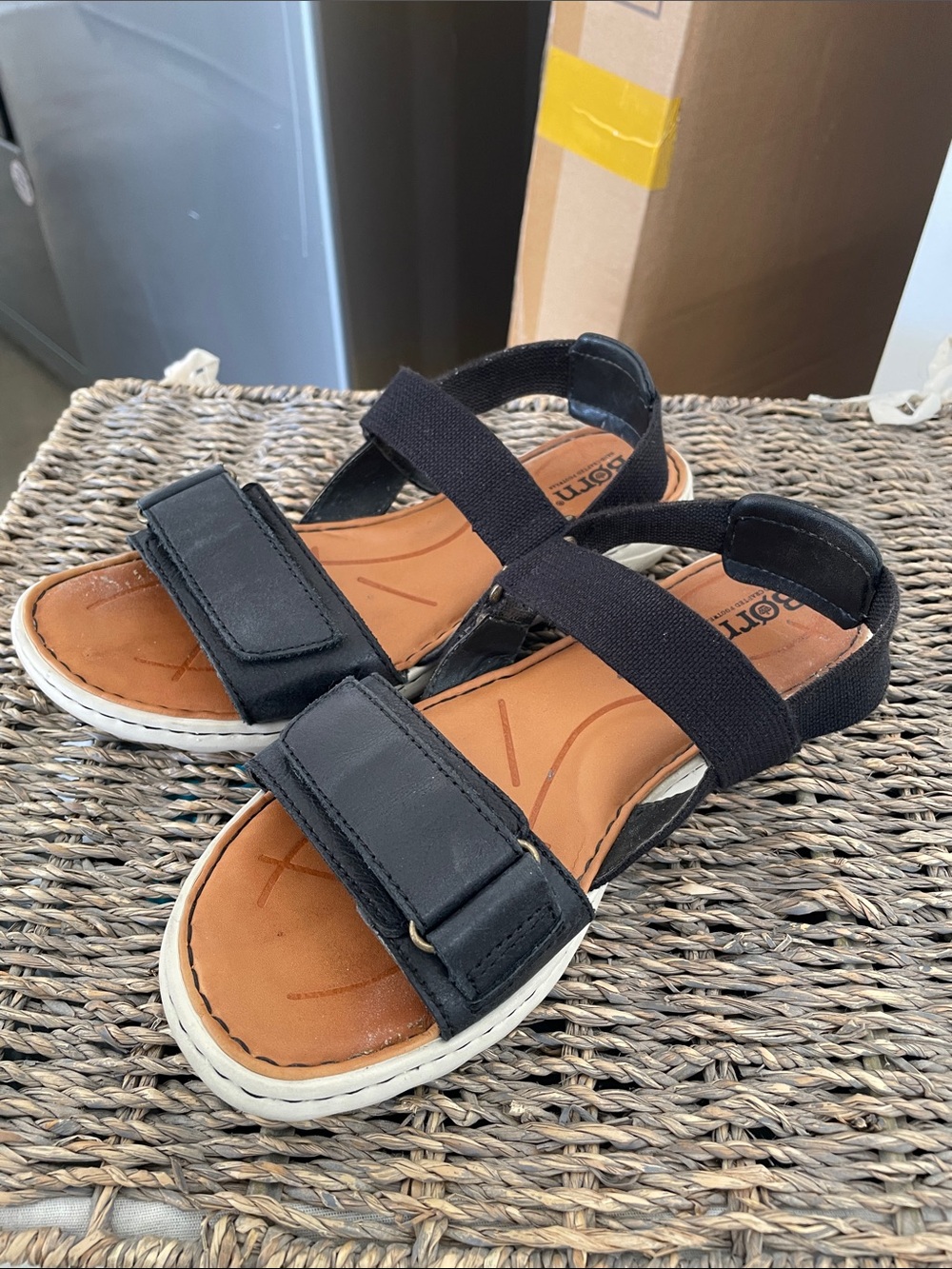 Born Black and Tan Strappy Sandals